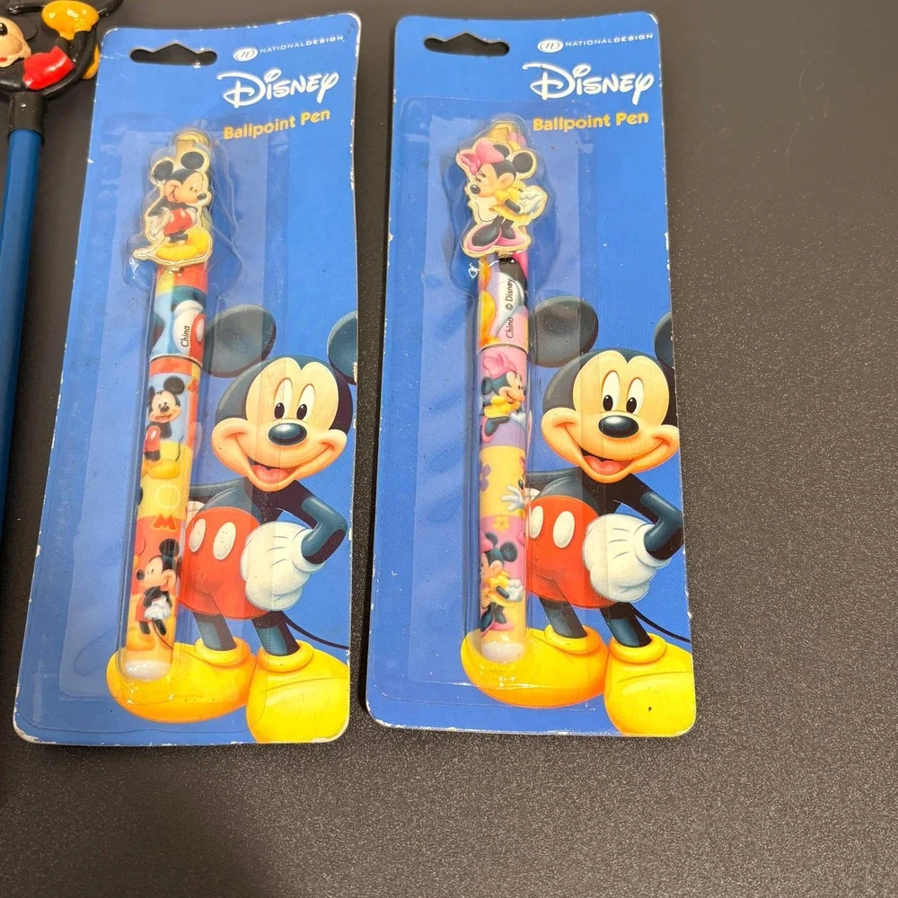 Disney Mickey Mouse Pen Pencil Set Unisex OS Blue Fair Vintage 3D Toppers 5pc